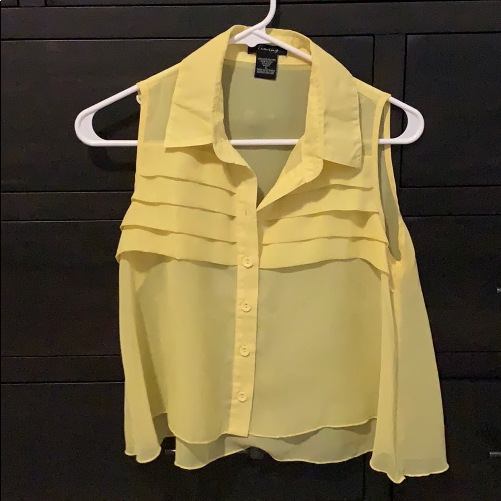 Sheer yellow collared top